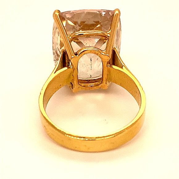 Pink Yellow Kunzite 21.80ct Solid 18K Gold Ring - Picture 4 of 6